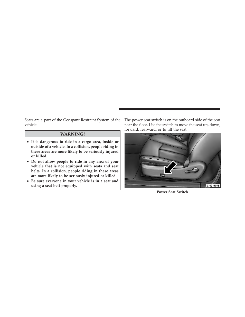 Seats, Power seats | Chrysler 2012 200 Convertible - Owner Manual User Manual | Page 152 / 517