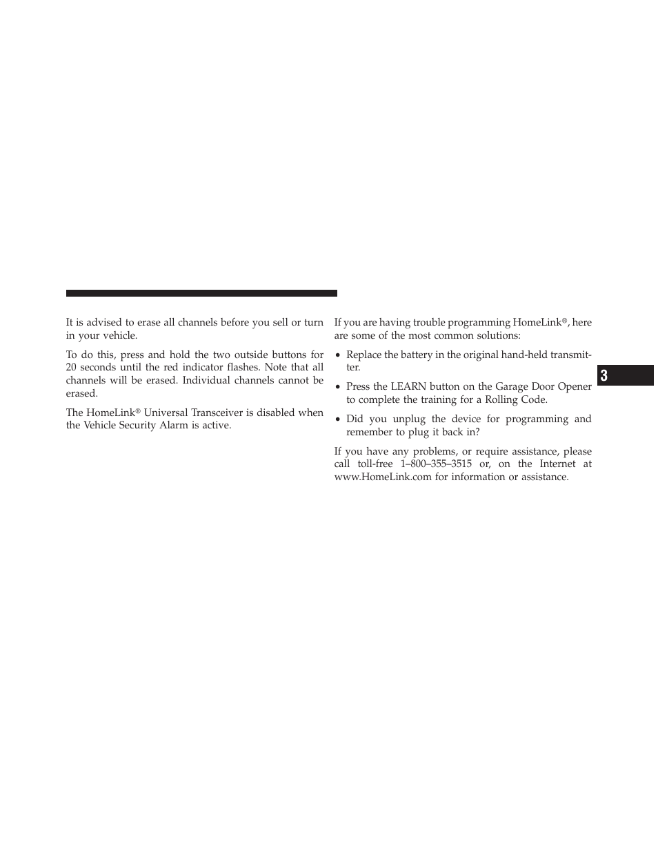Security, Troubleshooting tips | Chrysler 2012 200 Convertible - Owner Manual User Manual | Page 185 / 517