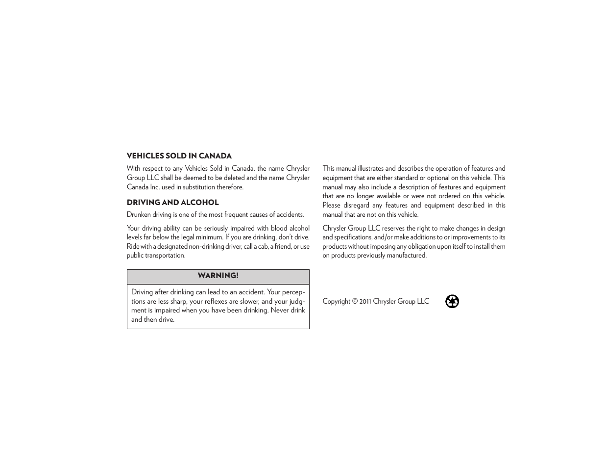 Chrysler 2012 200 Convertible - Owner Manual User Manual | Page 2 / 517