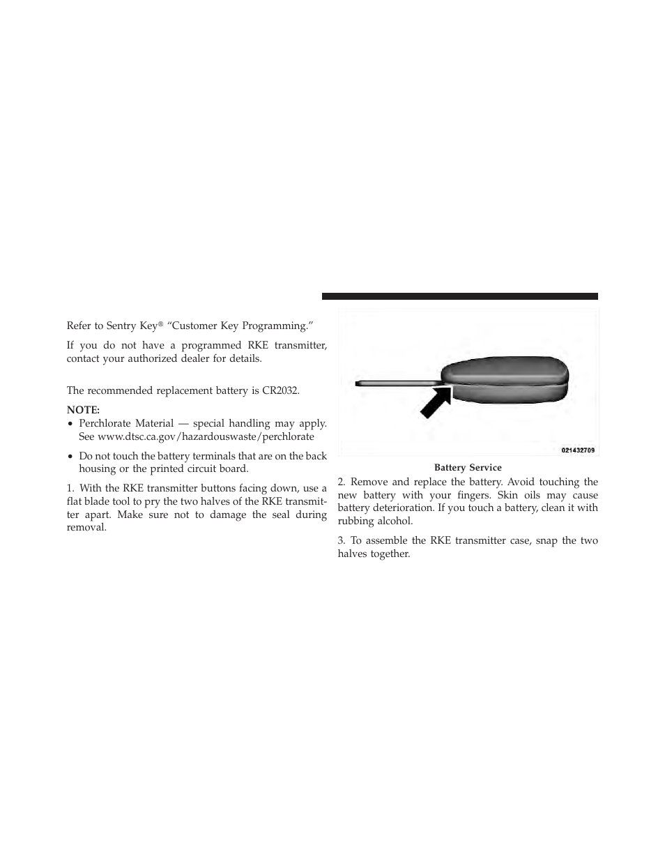 Programming additional transmitters, Battery replacement | Chrysler 2012 200 Convertible - Owner Manual User Manual | Page 28 / 517