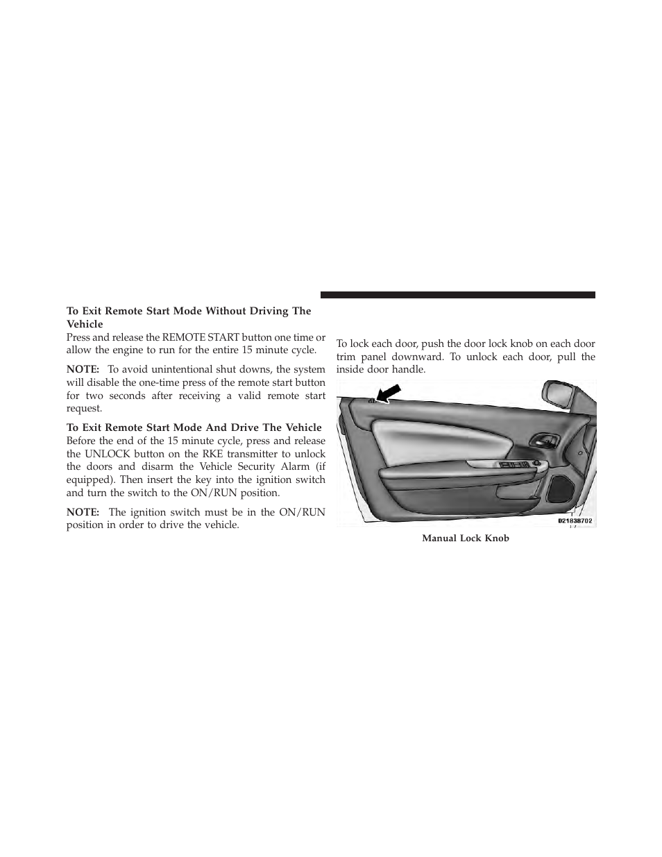 Door locks, Manual door locks | Chrysler 2012 200 Convertible - Owner Manual User Manual | Page 32 / 517