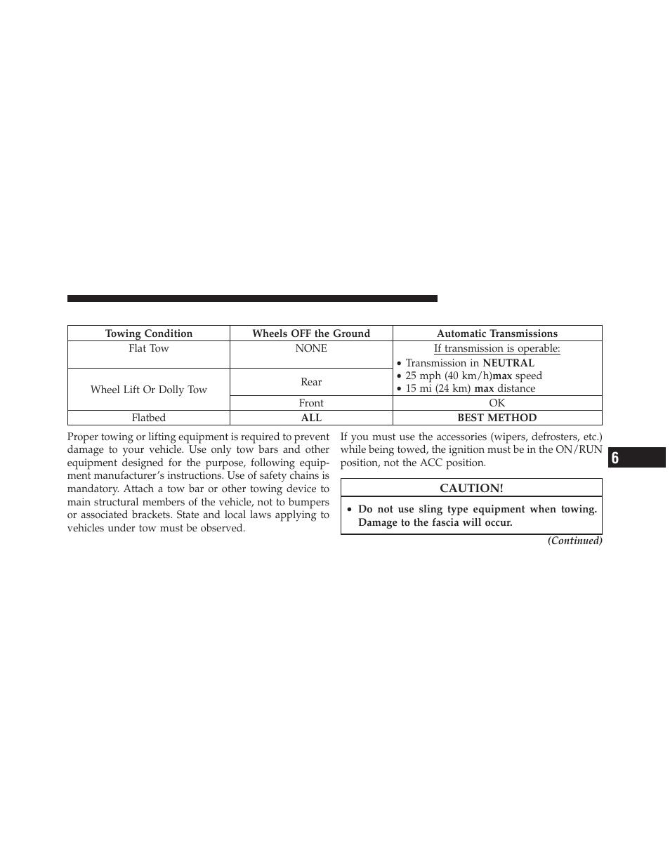 Towing a disabled vehicle | Chrysler 2012 200 Convertible - Owner Manual User Manual | Page 413 / 517