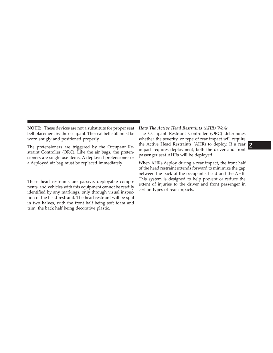 Supplemental active head restraints (ahr), If equipped | Chrysler 2012 200 Convertible - Owner Manual User Manual | Page 53 / 517