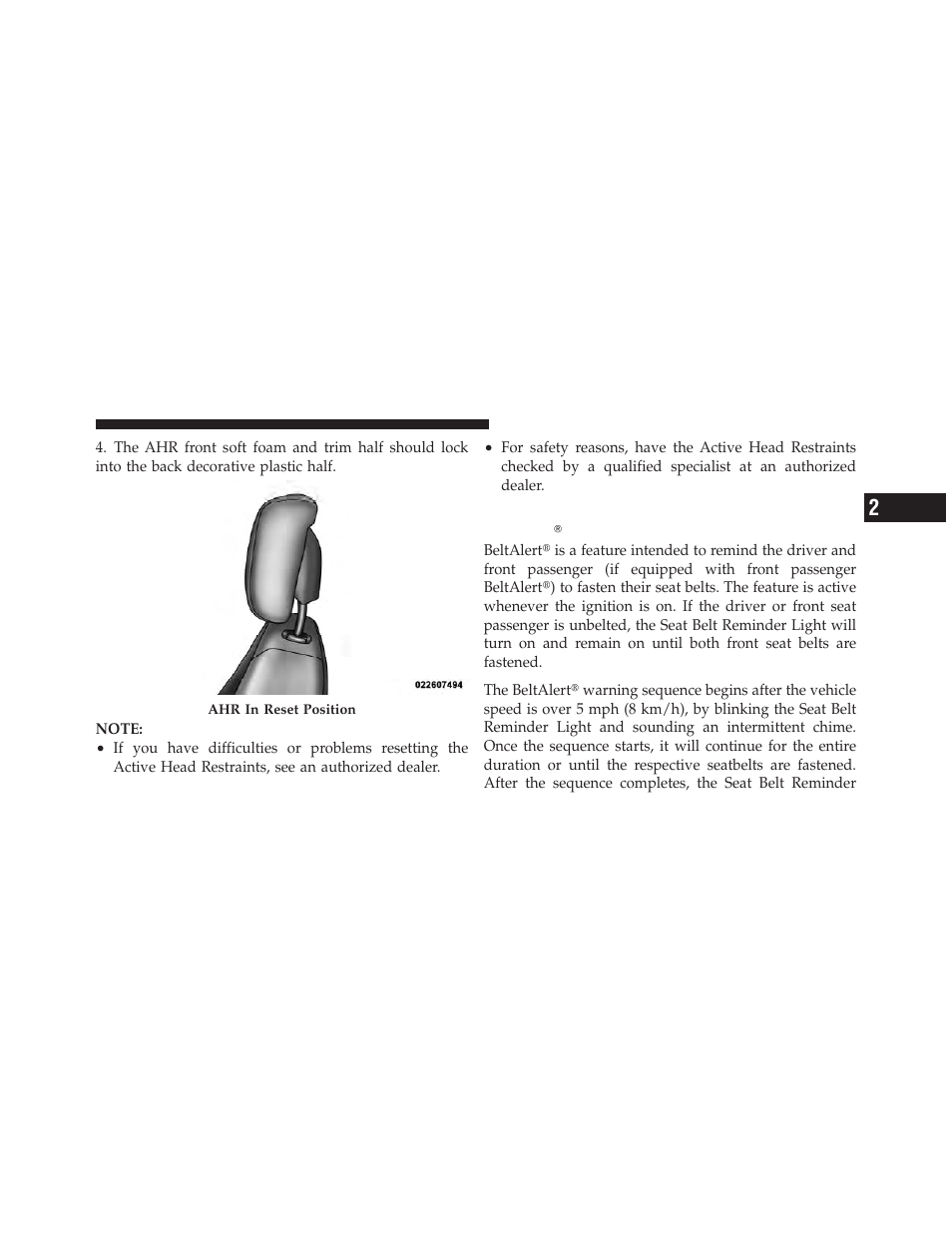 Enhanced seat belt use reminder system, Beltalert | Chrysler 2012 200 Convertible - Owner Manual User Manual | Page 57 / 517