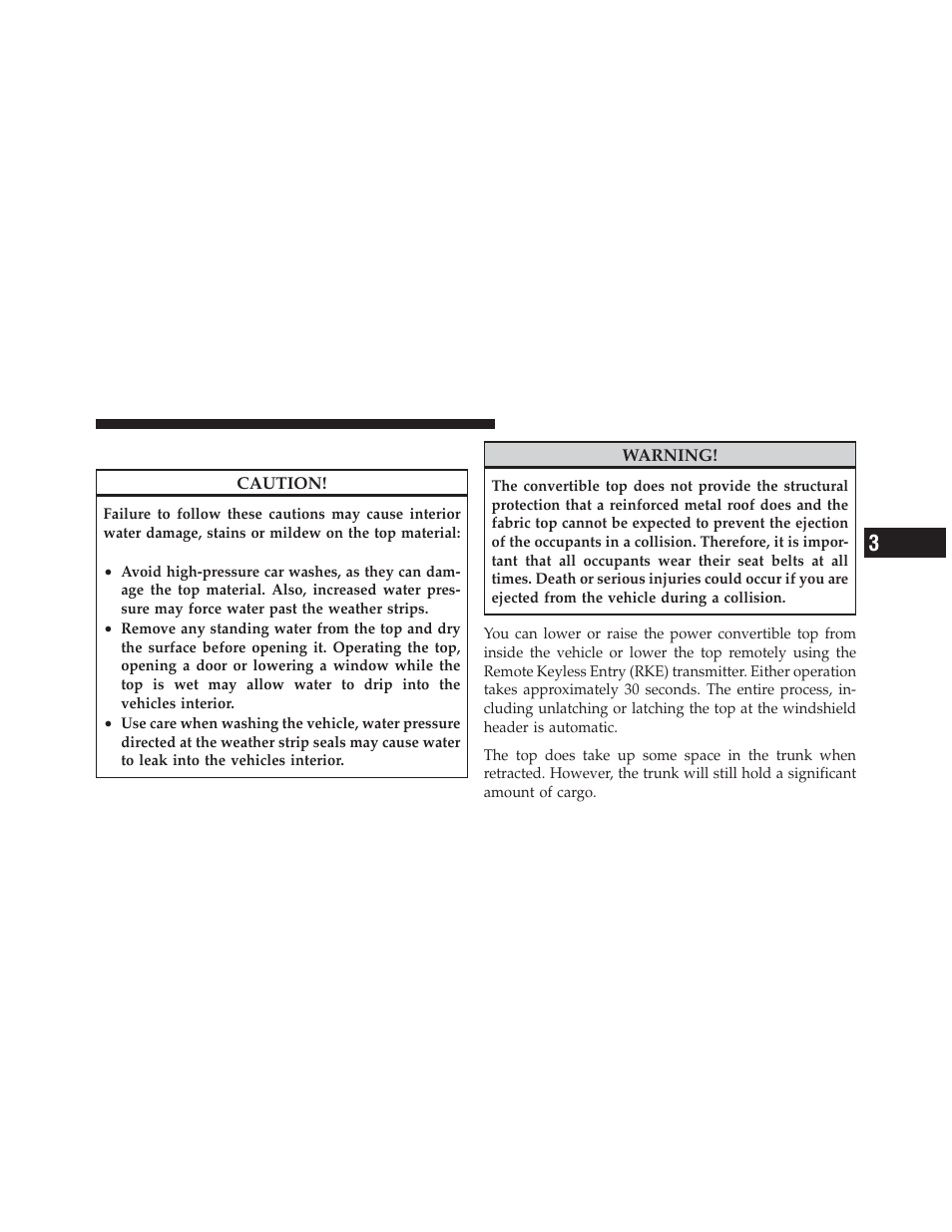 Convertible top operation | Chrysler 2012 200 Convertible - Owner Manual User Manual | Page 93 / 517