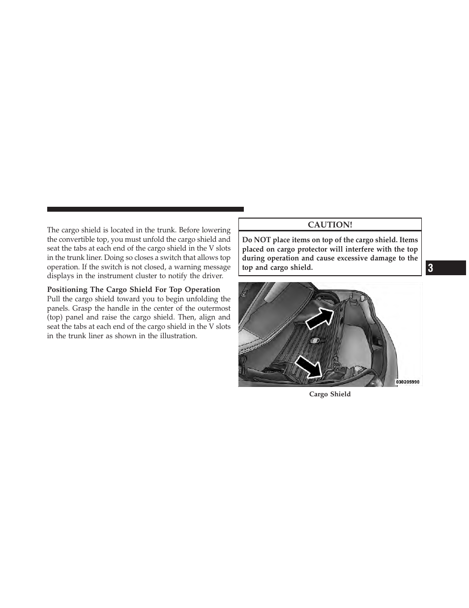 Cargo shield | Chrysler 2012 200 Convertible - Owner Manual User Manual | Page 99 / 517