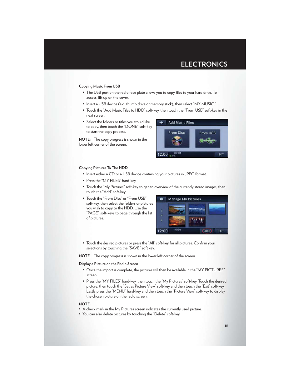 Electronics | Chrysler 2012 200 Convertible - User Guide User Manual | Page 37 / 108