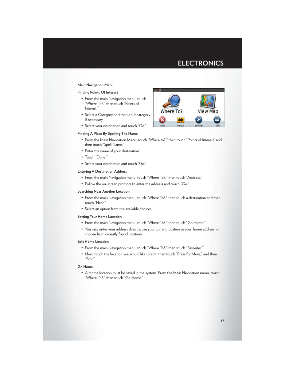 Electronics | Chrysler 2012 200 Convertible - User Guide User Manual | Page 39 / 108