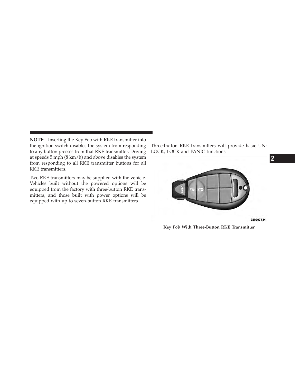 Using the rke transmitter | Chrysler 2012 Country - Owner Manual User Manual | Page 23 / 652