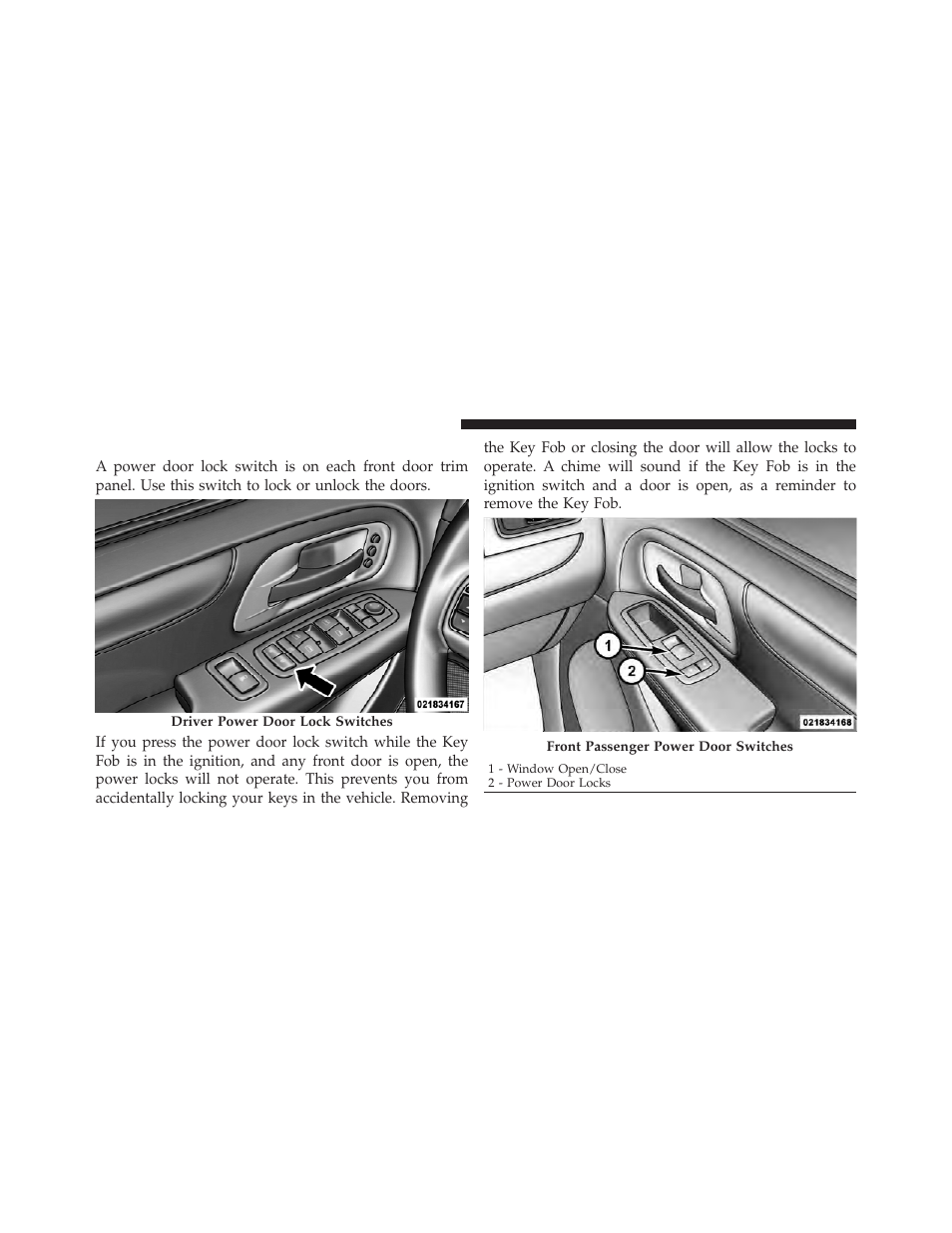 Power door locks — if equipped | Chrysler 2012 Country - Owner Manual User Manual | Page 38 / 652