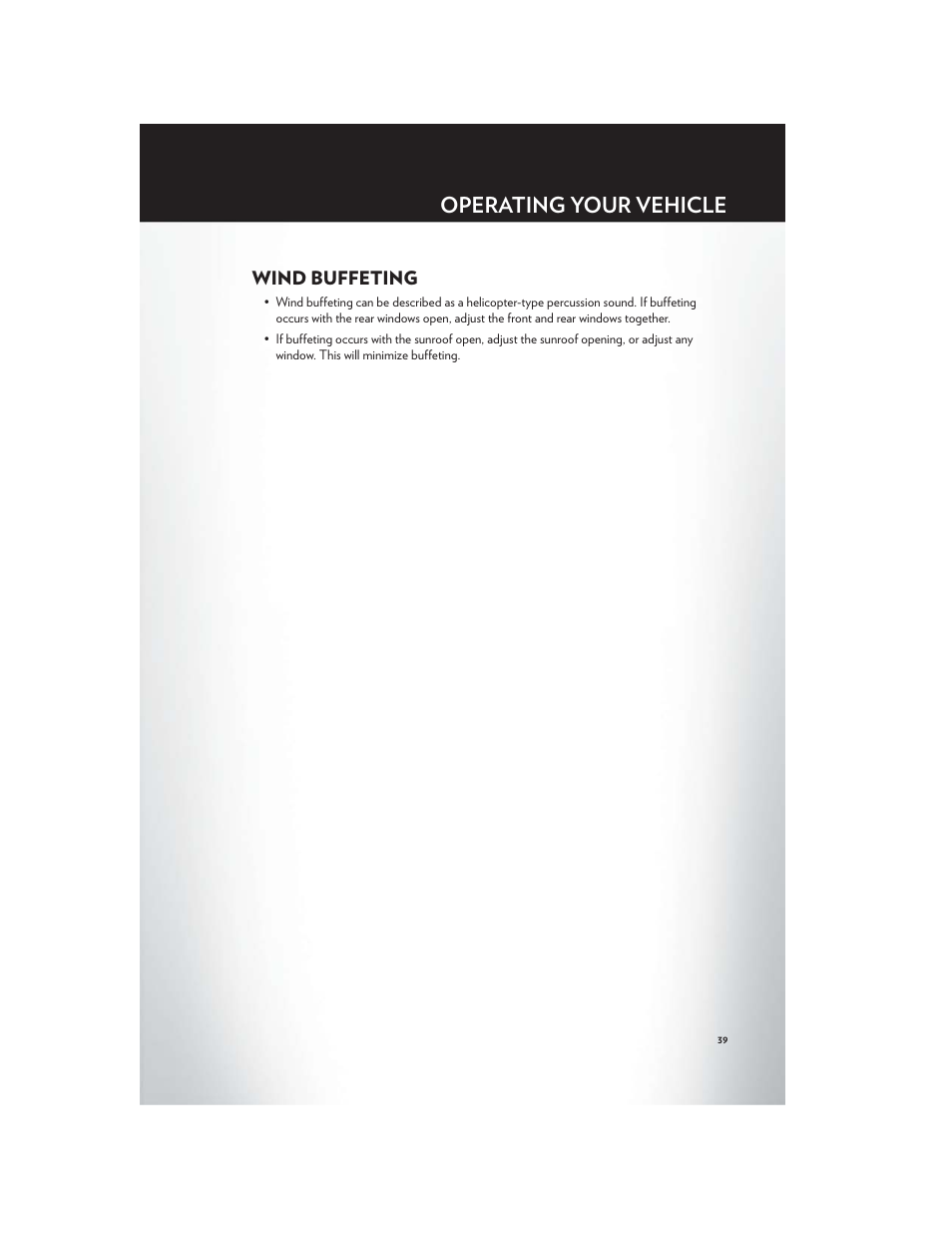 Wind buffeting, Operating your vehicle | Chrysler 2012 Country - User Guide User Manual | Page 41 / 132