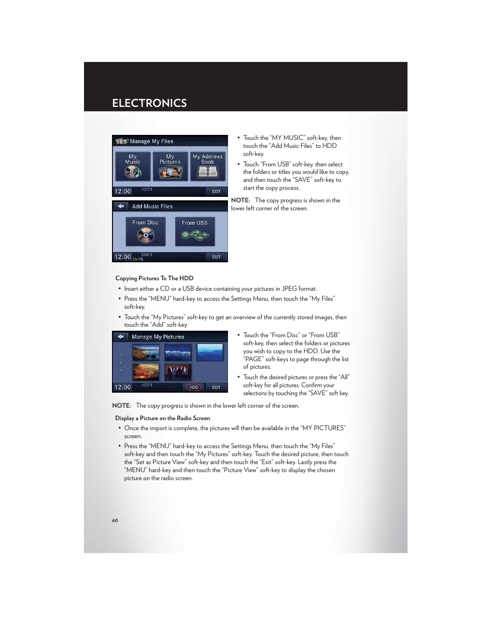 Electronics | Chrysler 2012 Country - User Guide User Manual | Page 64 / 132