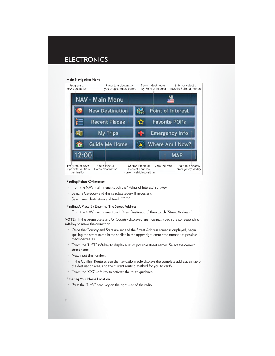 Electronics | Chrysler 2012 Country - User Guide User Manual | Page 66 / 132