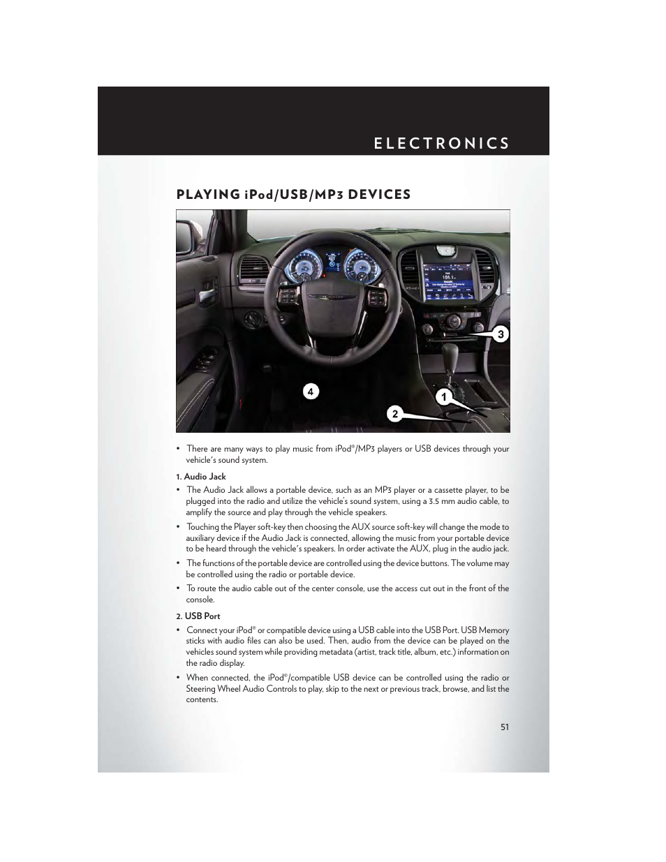 Playing ipod/usb/mp3 devices | Chrysler 2013 300 - User Guide User Manual | Page 53 / 132