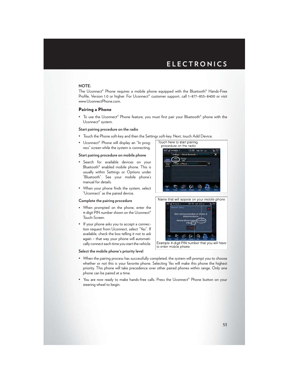Pairing a phone | Chrysler 2013 300 - User Guide User Manual | Page 55 / 132