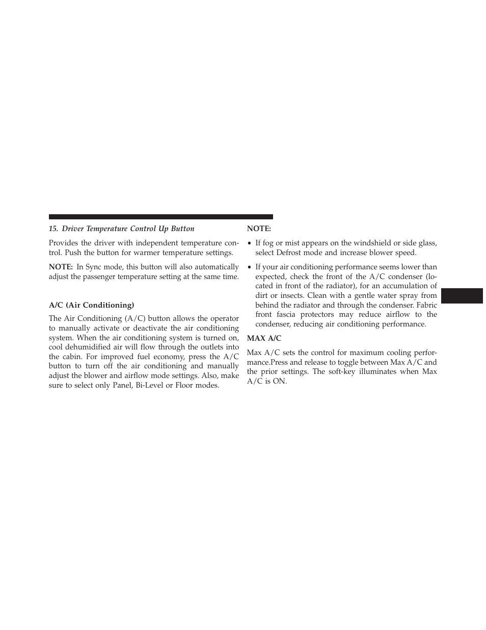 Climate control functions, A/c (air conditioning) | Chrysler 2013 300 SRT - Owner Manual User Manual | Page 361 / 580