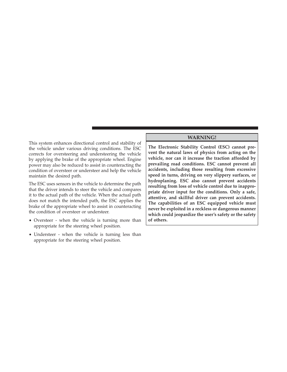 Electronic stability control (esc) | Chrysler 2013 300 SRT - Owner Manual User Manual | Page 404 / 580