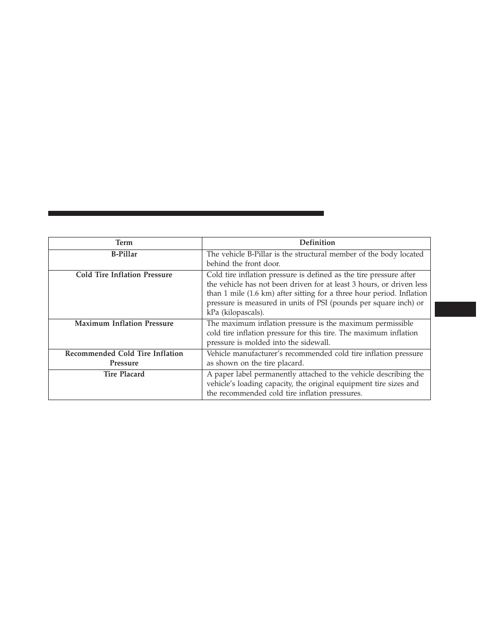 Tire terminology and definitions | Chrysler 2013 300 SRT - Owner Manual User Manual | Page 417 / 580