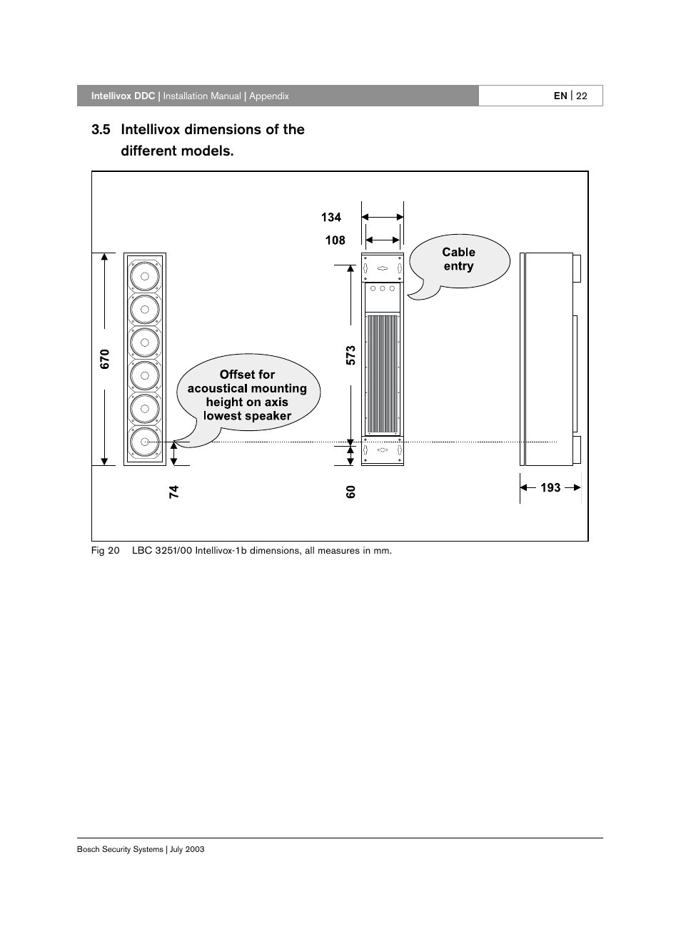 5 intellivox dimensions of the different models | Bosch INTELLIVOX DDC LBC 325X User Manual | Page 21 / 30
