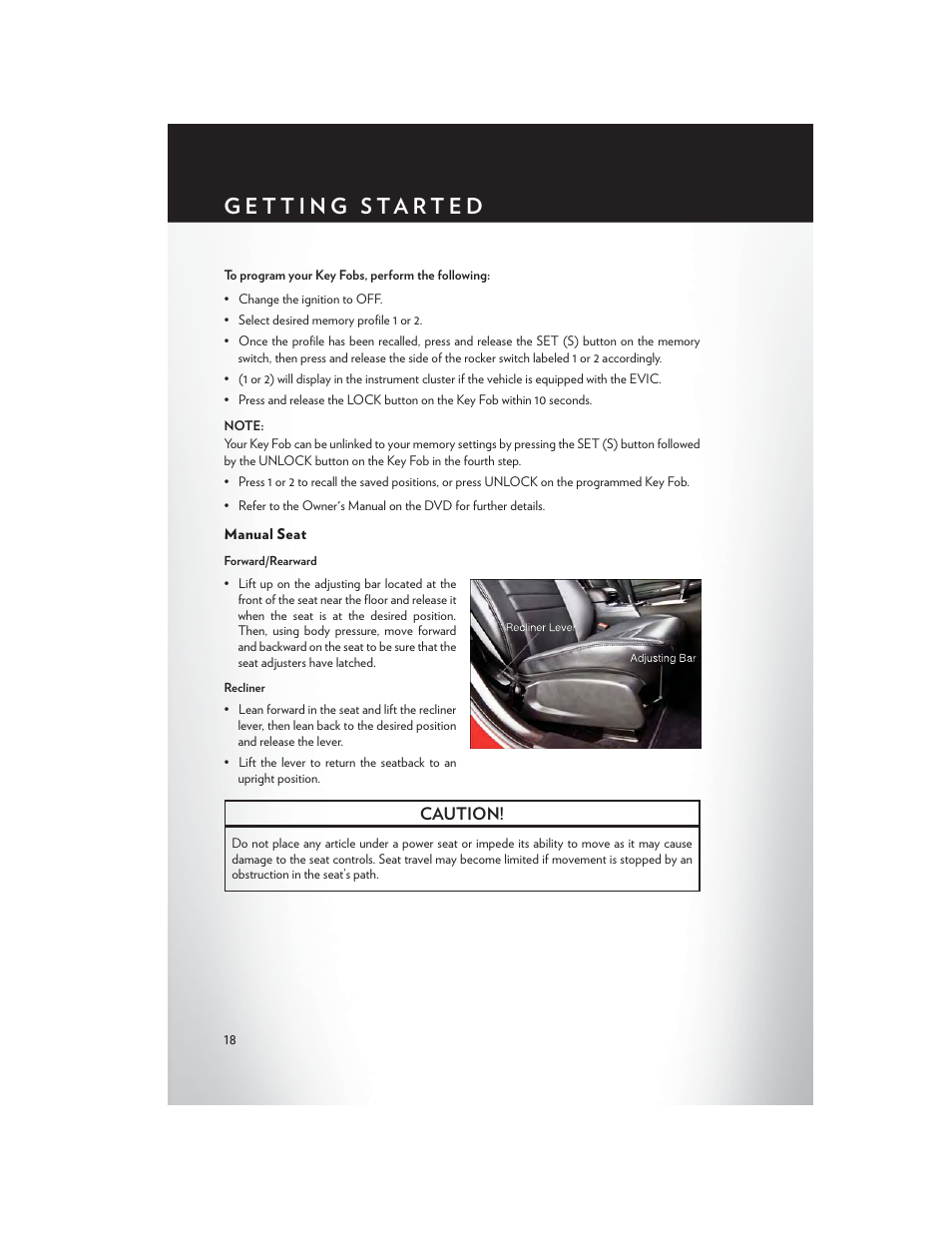 Manual seat | Chrysler 2013 300 SRT - User Guide User Manual | Page 20 / 132