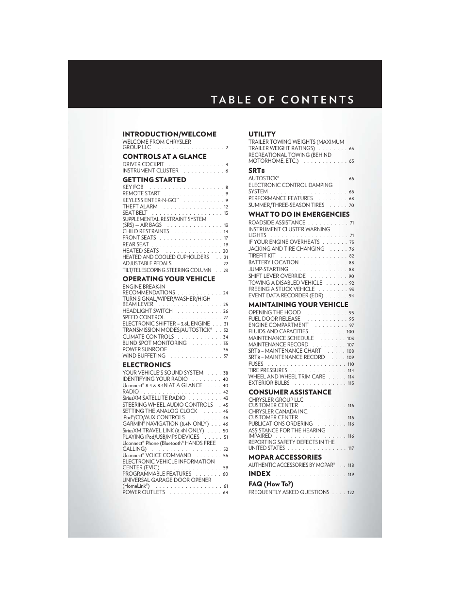 Chrysler 2013 300 SRT - User Guide User Manual | Page 3 / 132