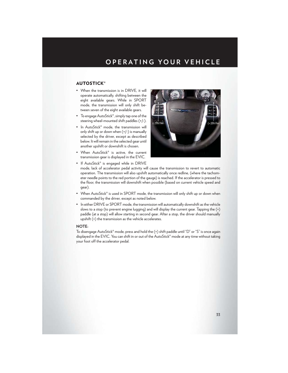 Autostick | Chrysler 2013 300 SRT - User Guide User Manual | Page 35 / 132