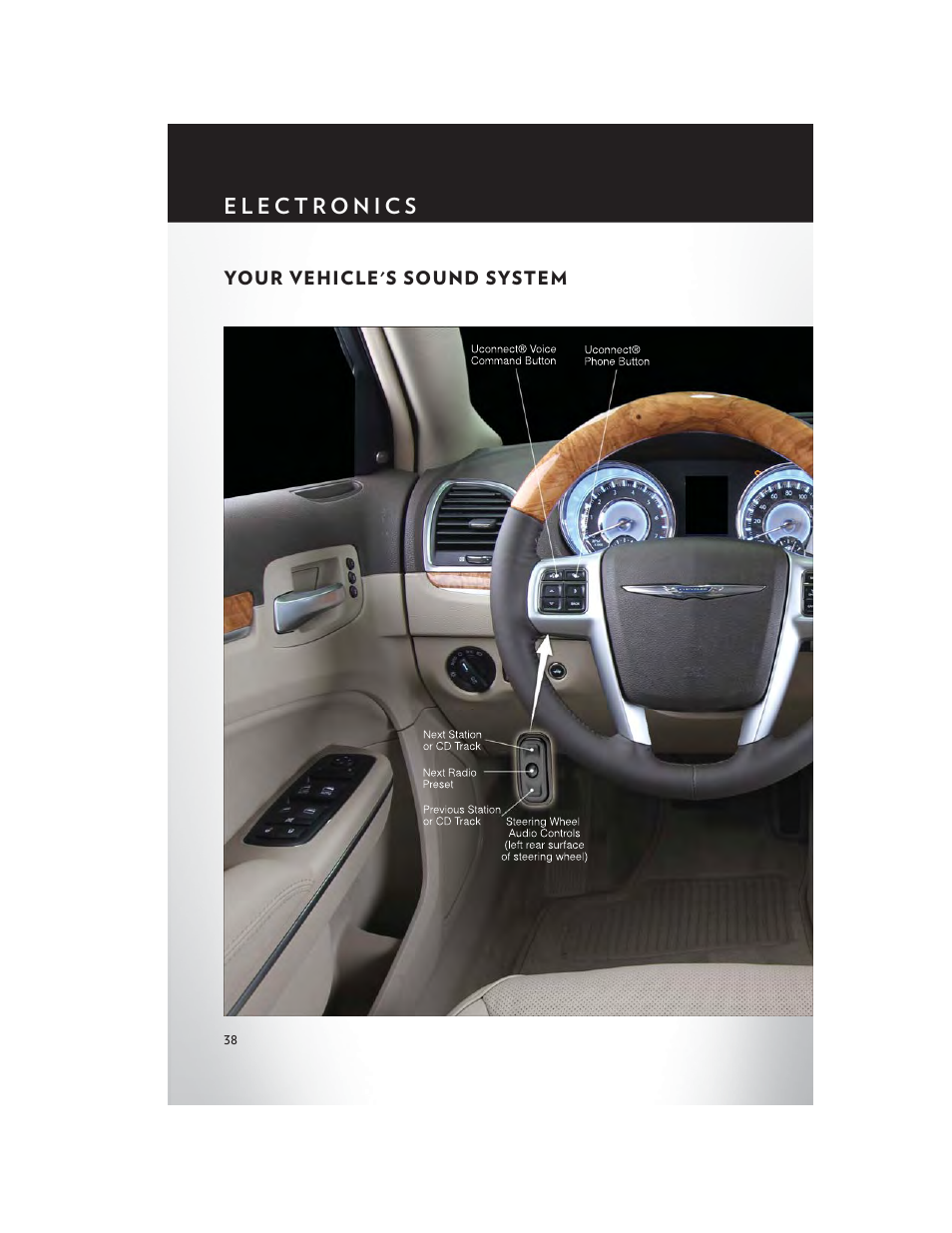 Electronics, Your vehicle's sound system | Chrysler 2013 300 SRT - User Guide User Manual | Page 40 / 132