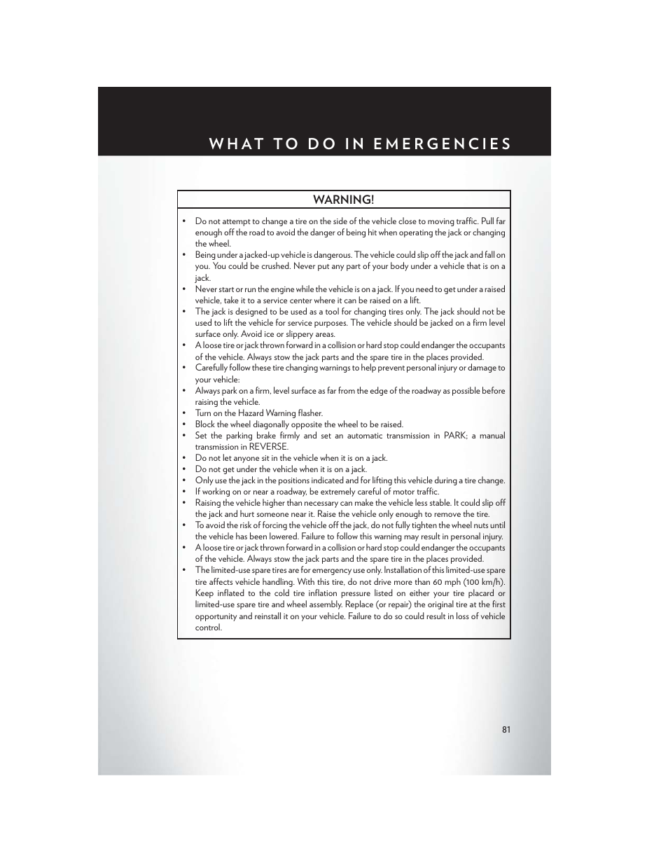 Warning | Chrysler 2013 300 SRT - User Guide User Manual | Page 83 / 132