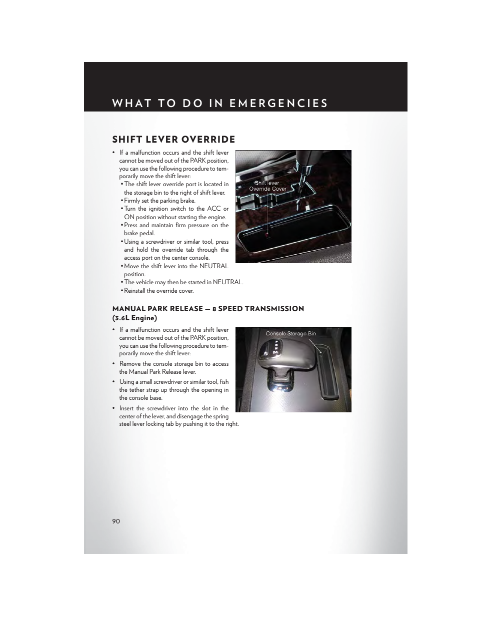 Shift lever override | Chrysler 2013 300 SRT - User Guide User Manual | Page 92 / 132
