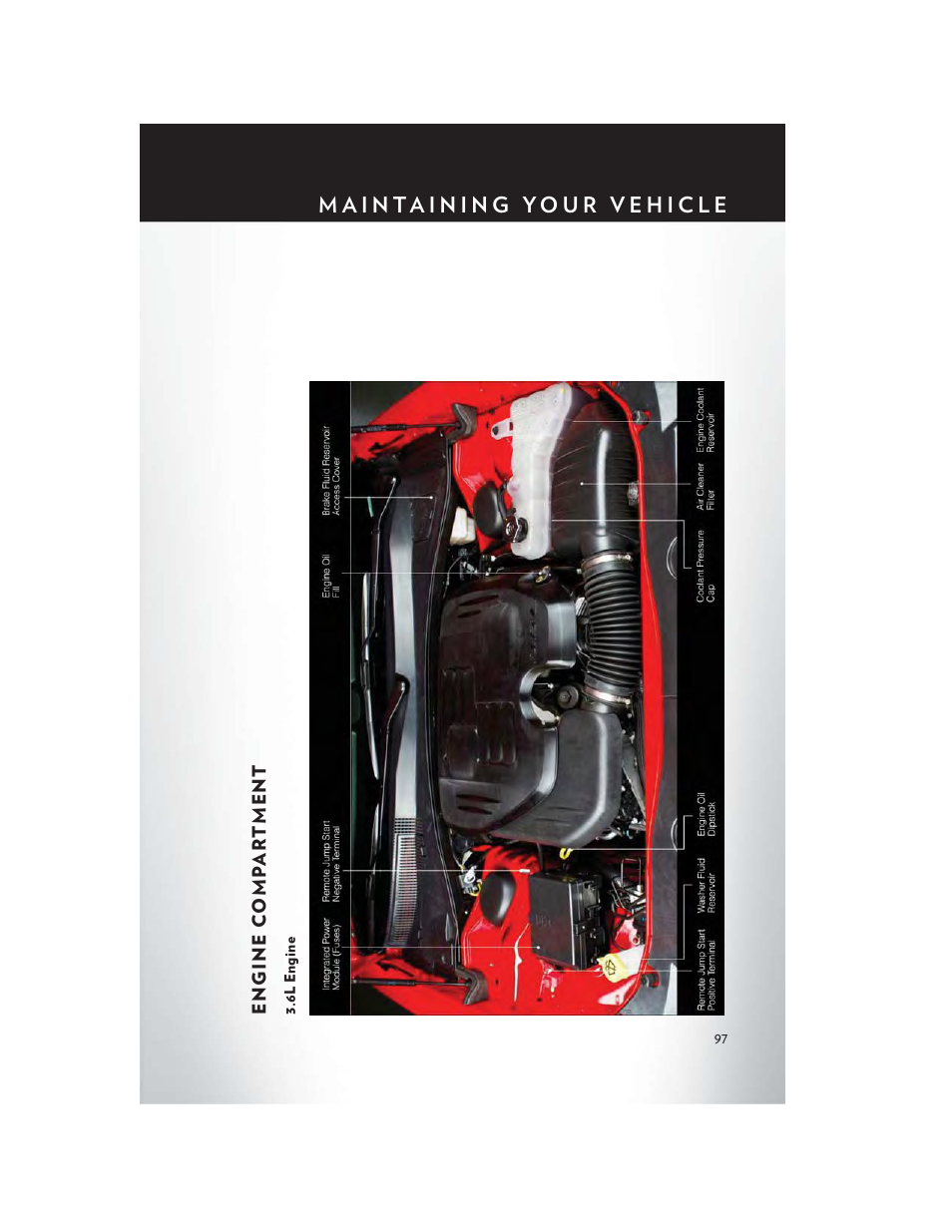 Engine compartment, 6l engine | Chrysler 2013 300 SRT - User Guide User Manual | Page 99 / 132