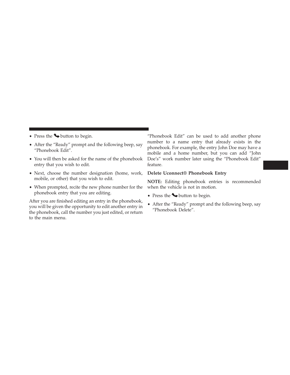 Delete uconnect® phonebook entry | Chrysler 2013 200 - Owner Manual User Manual | Page 121 / 517