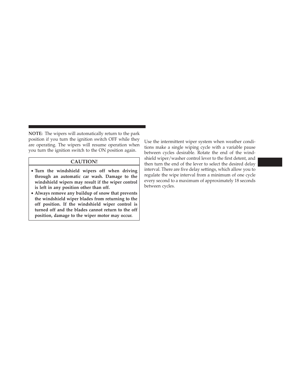 Intermittent wiper system | Chrysler 2013 200 - Owner Manual User Manual | Page 175 / 517