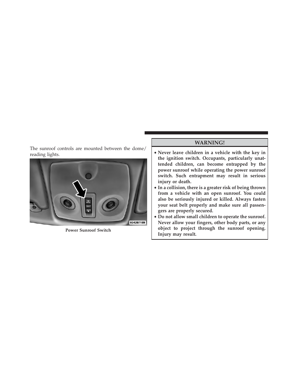 Power sunroof — if equipped | Chrysler 2013 200 - Owner Manual User Manual | Page 192 / 517