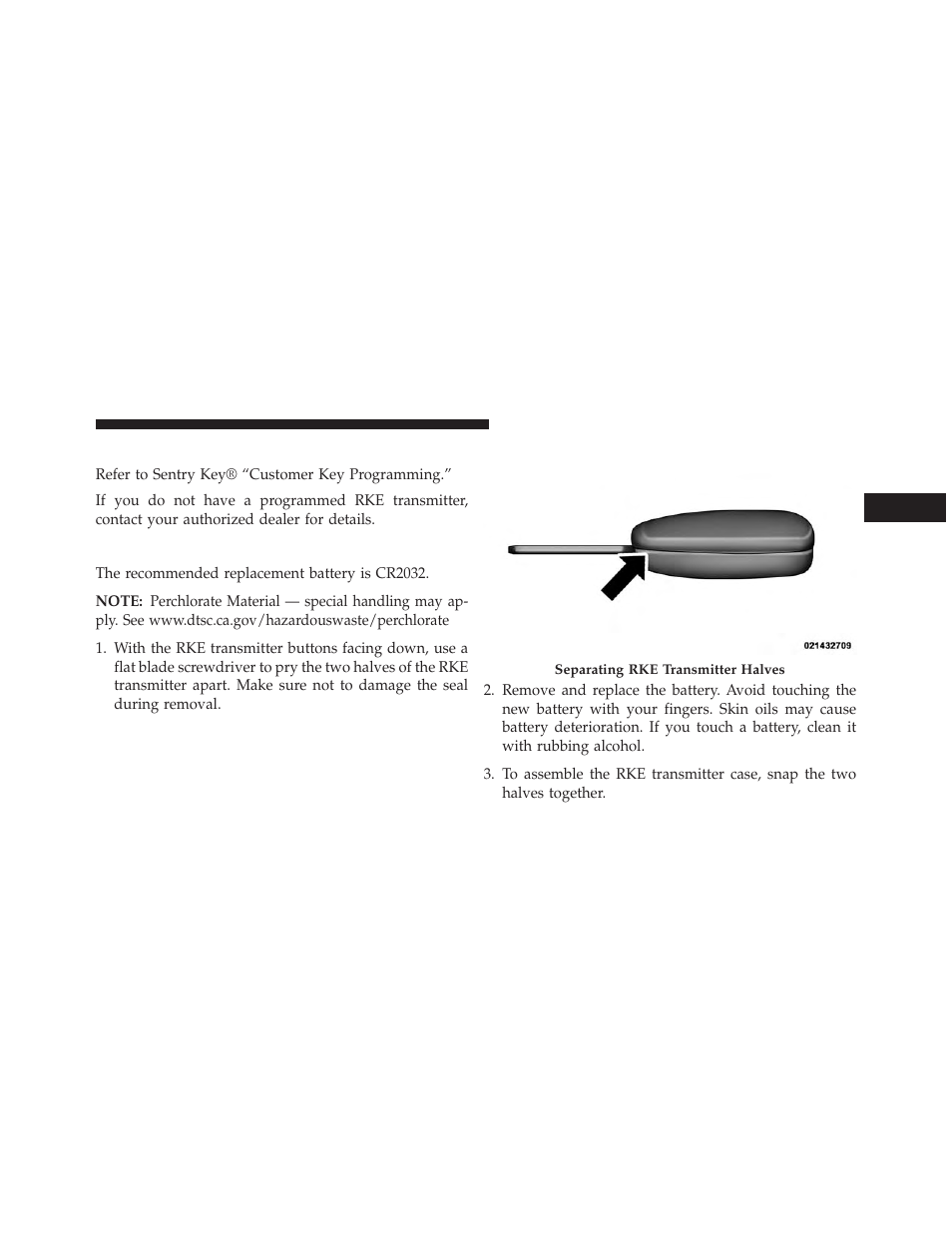 Programming additional transmitters, Transmitter battery replacement | Chrysler 2013 200 - Owner Manual User Manual | Page 29 / 517