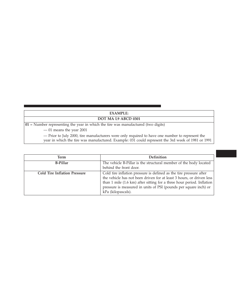 Tire terminology and definitions | Chrysler 2013 200 - Owner Manual User Manual | Page 343 / 517