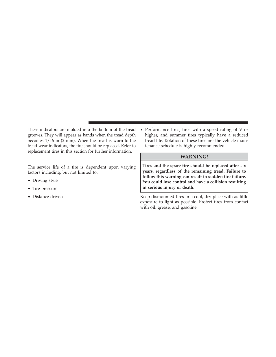 Life of tire | Chrysler 2013 200 - Owner Manual User Manual | Page 358 / 517