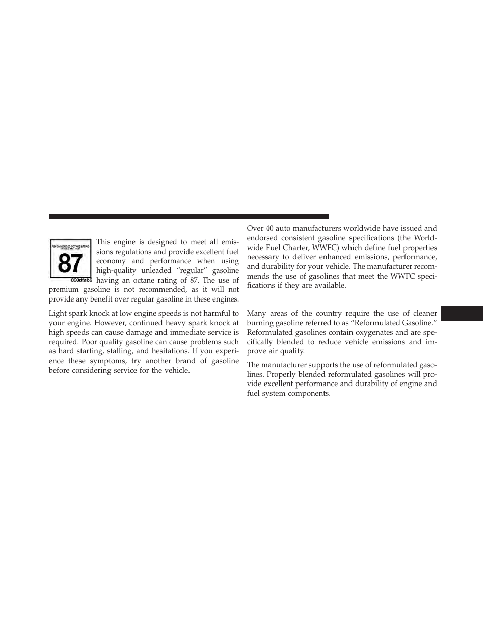 Fuel requirements, Reformulated gasoline | Chrysler 2013 200 - Owner Manual User Manual | Page 371 / 517