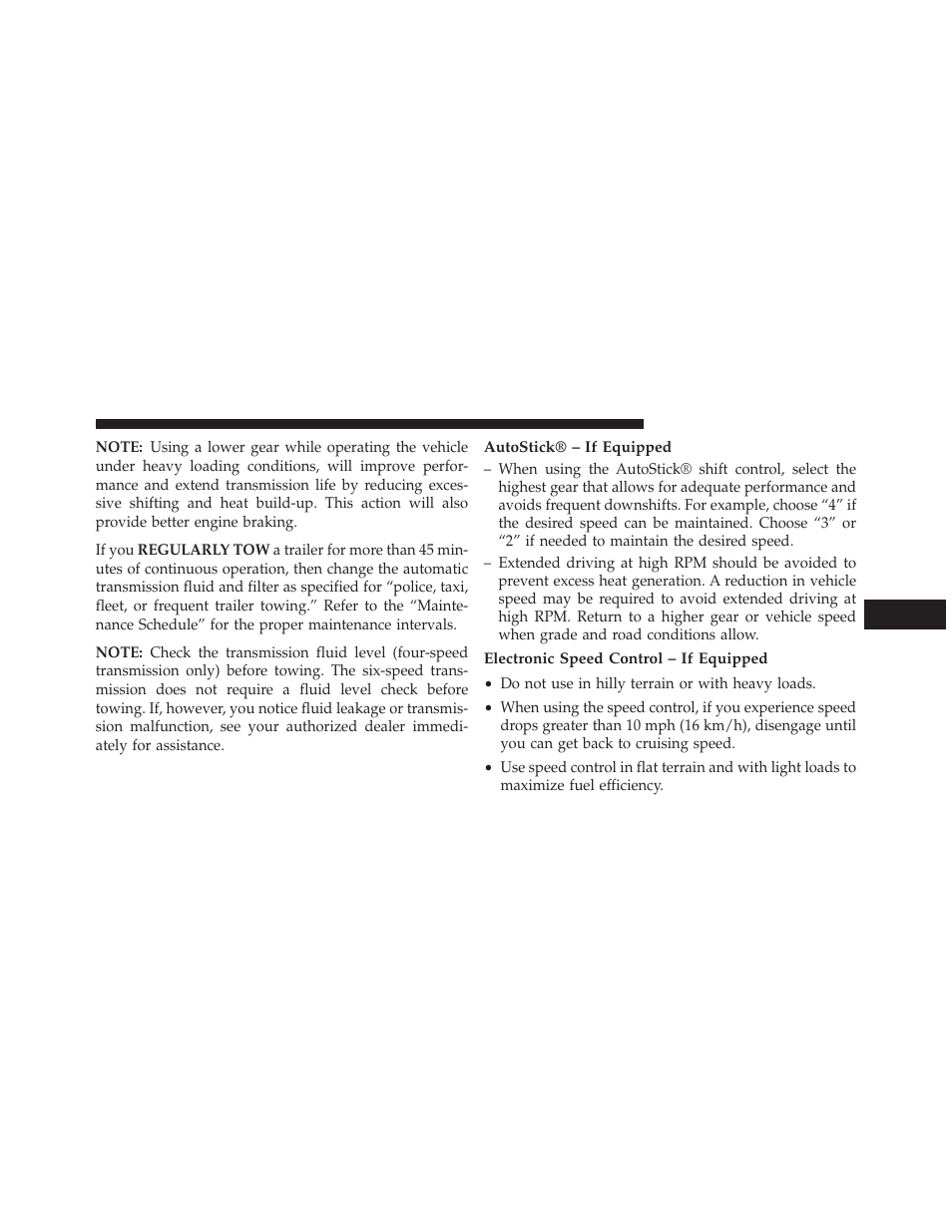 Autostick® – if equipped, Electronic speed control – if equipped | Chrysler 2013 200 - Owner Manual User Manual | Page 393 / 517