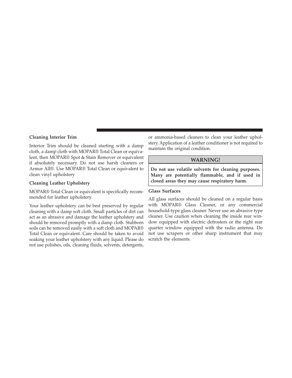 Glass surfaces | Chrysler 2013 200 - Owner Manual User Manual | Page 460 / 517