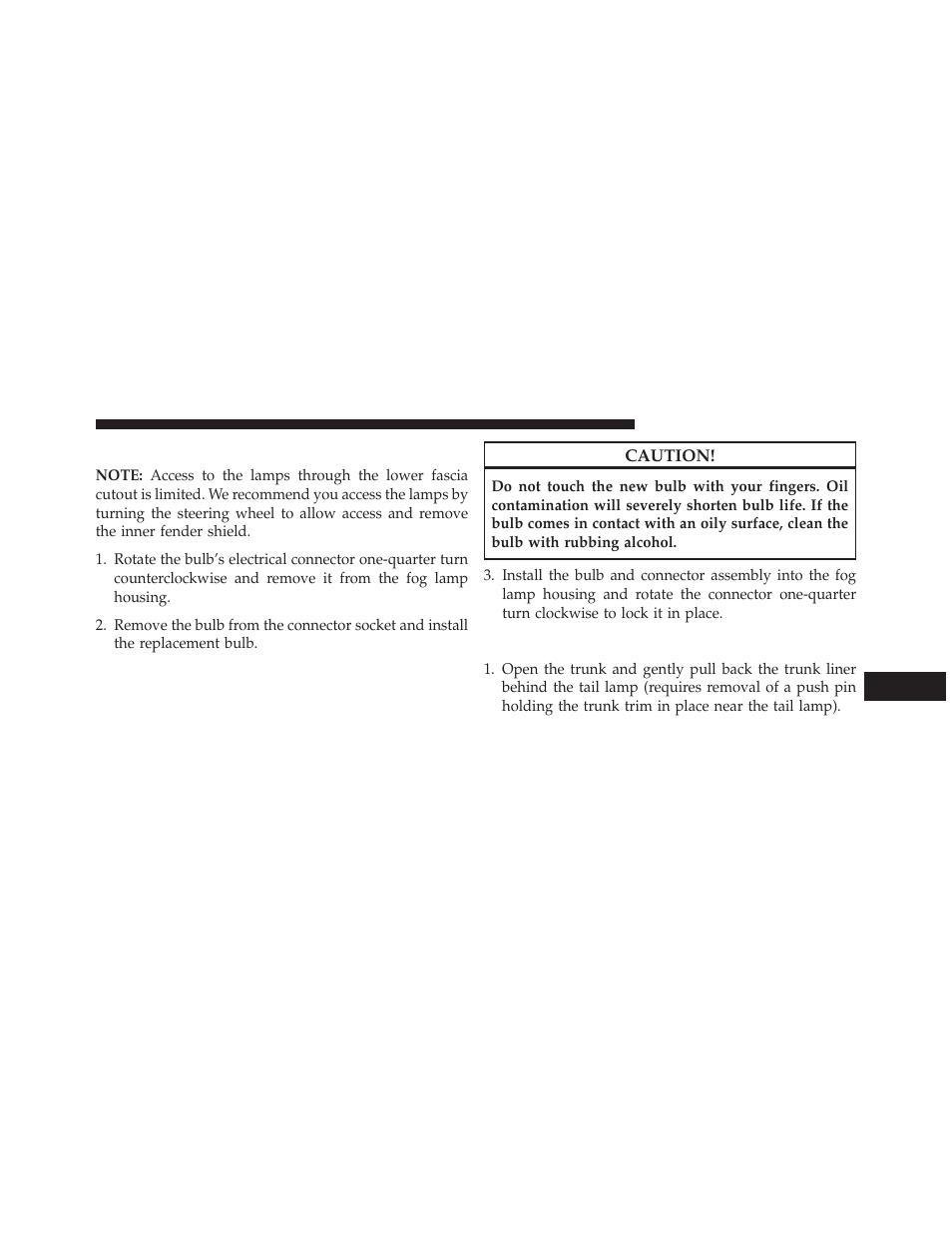 Front fog lamp, Backup lamps | Chrysler 2013 200 - Owner Manual User Manual | Page 471 / 517