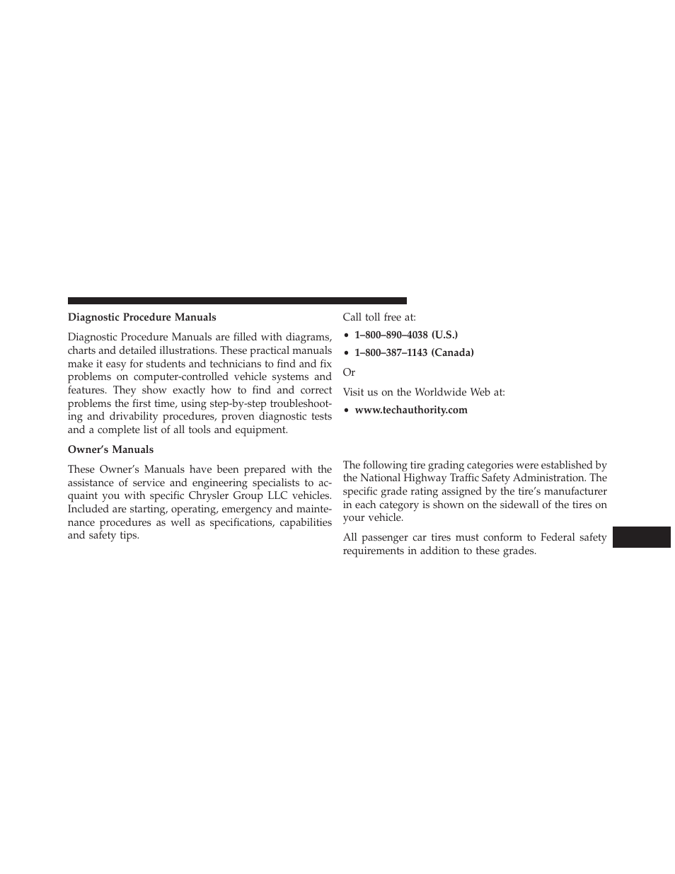 Department of transportation, Uniform tire quality grades | Chrysler 2013 200 - Owner Manual User Manual | Page 493 / 517