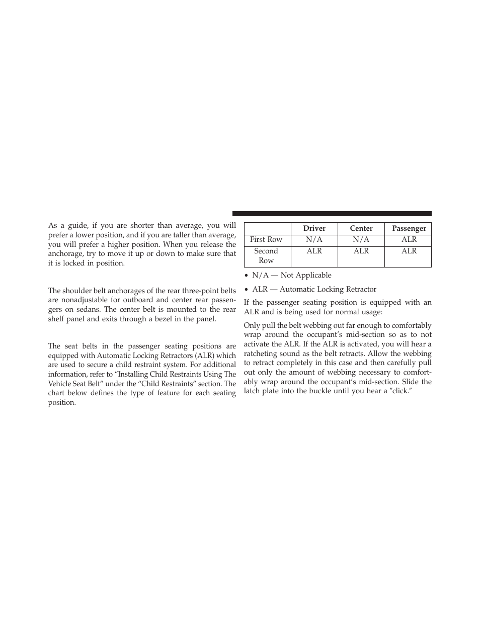 Rear seat belts, Seat belts in passenger seating positions | Chrysler 2013 200 - Owner Manual User Manual | Page 54 / 517