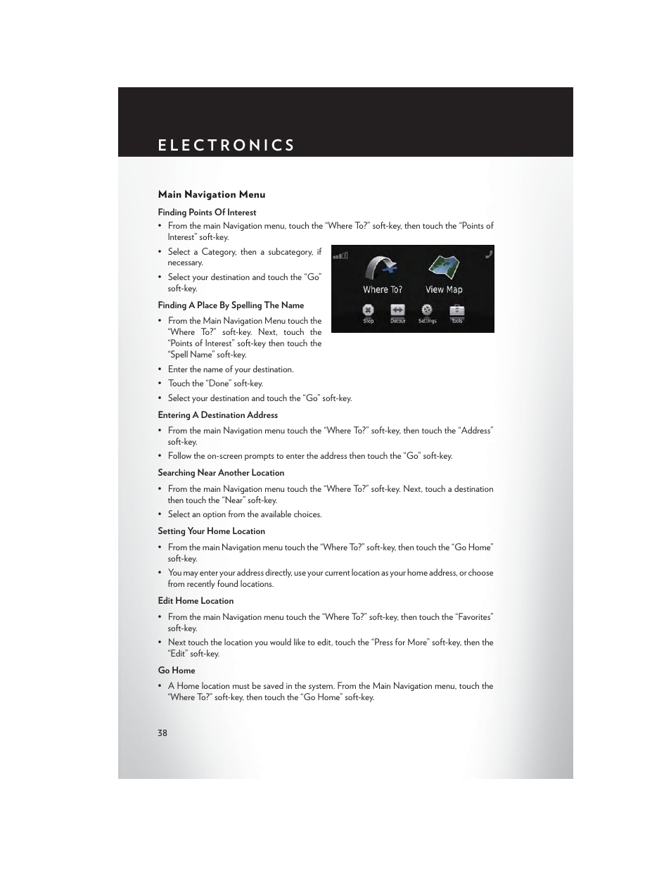 Main navigation menu | Chrysler 2013 200 - User Guide User Manual | Page 40 / 108