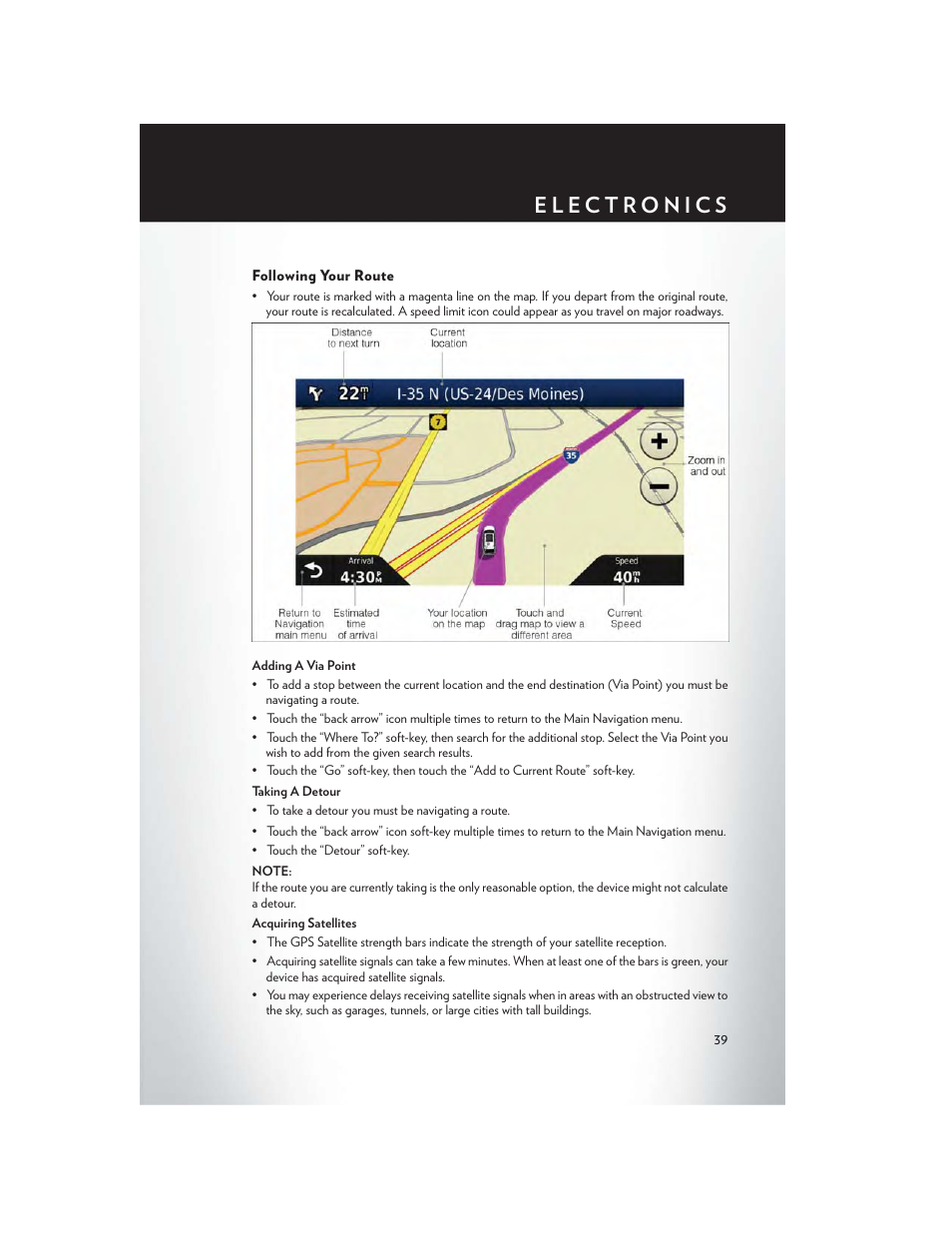 Following your route | Chrysler 2013 200 - User Guide User Manual | Page 41 / 108