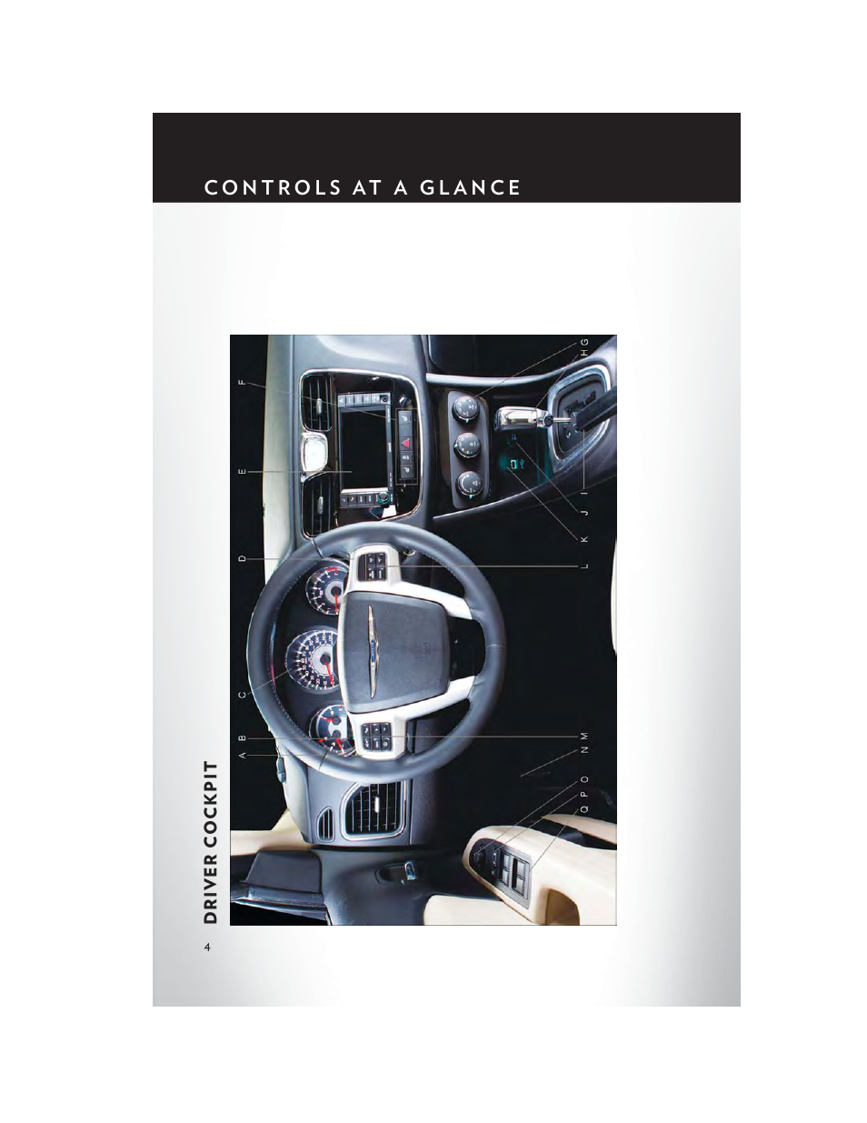 Controls at a glance, Driver cockpit | Chrysler 2013 200 - User Guide User Manual | Page 6 / 108