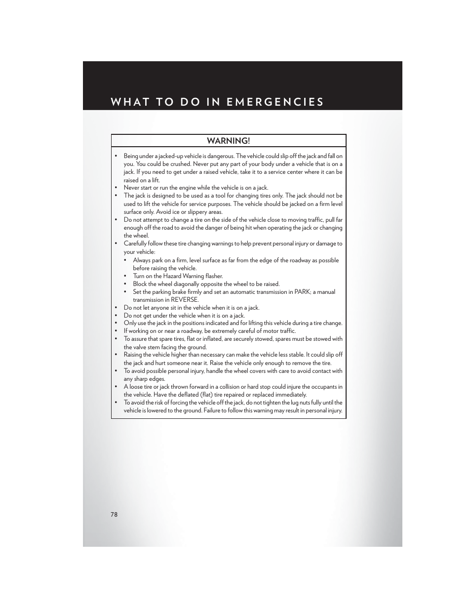 Warning | Chrysler 2013 200 - User Guide User Manual | Page 80 / 108