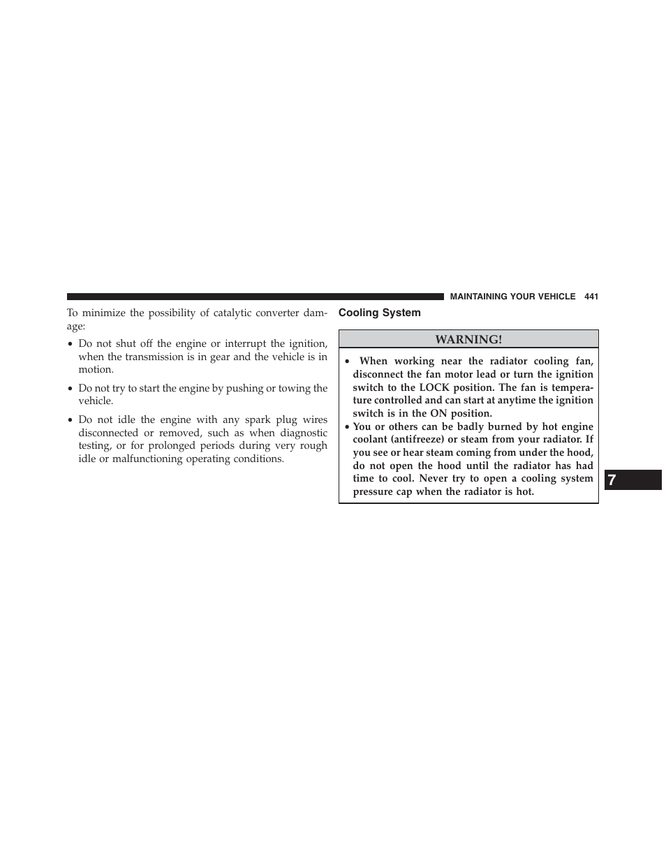 Cooling system | Chrysler 2013 200 Convertible - Owner Manual User Manual | Page 443 / 519