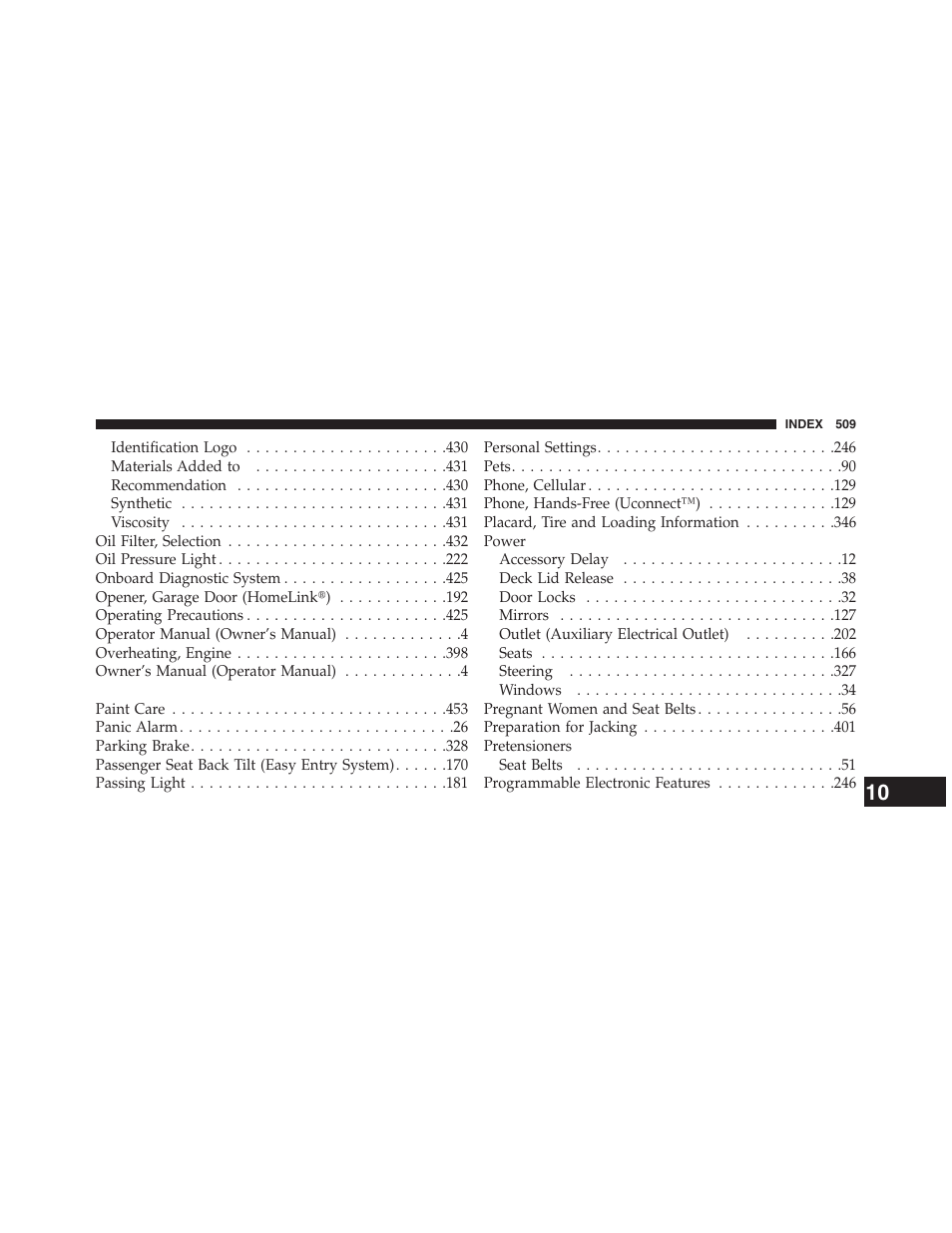 Chrysler 2013 200 Convertible - Owner Manual User Manual | Page 511 / 519