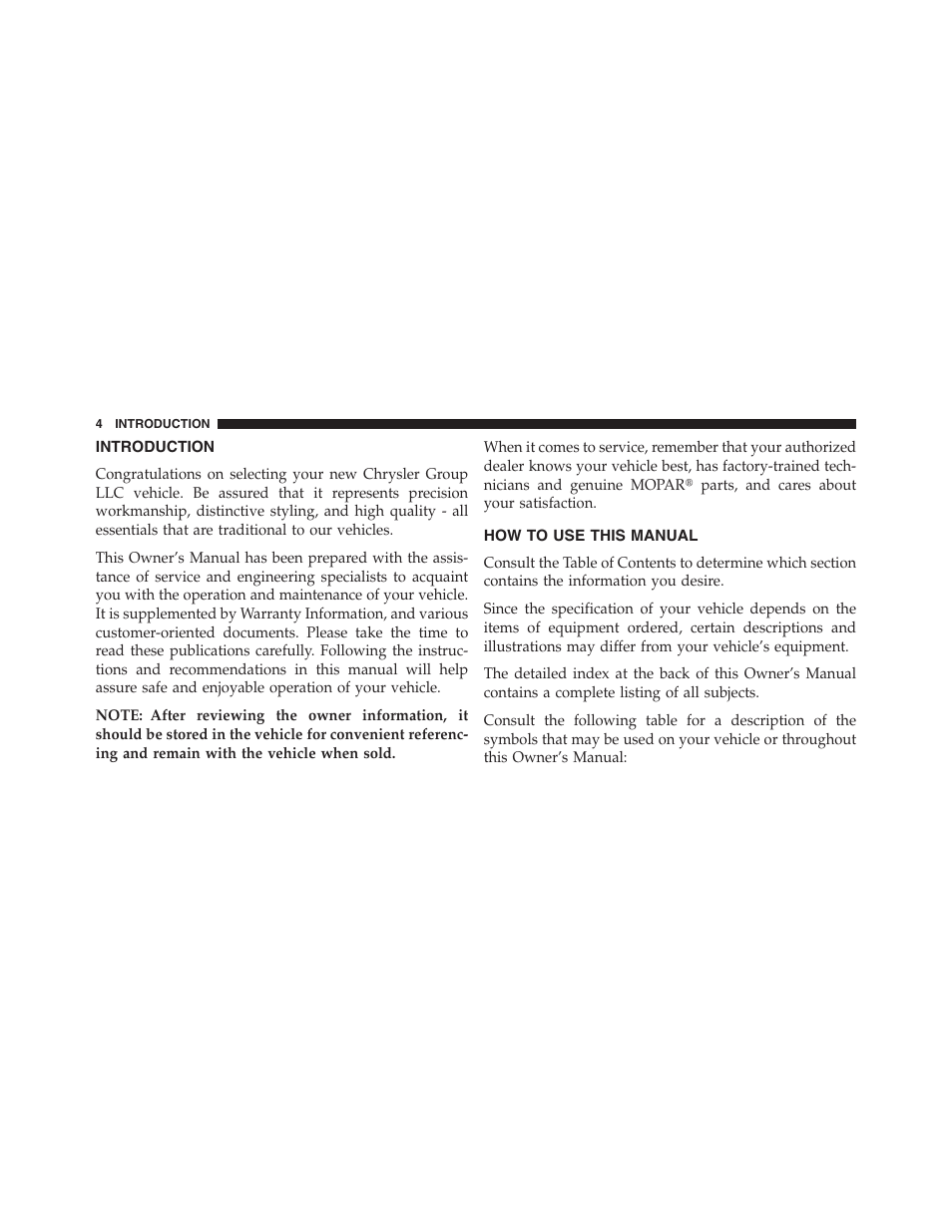 Introduction, How to use this manual | Chrysler 2013 200 Convertible - Owner Manual User Manual | Page 6 / 519