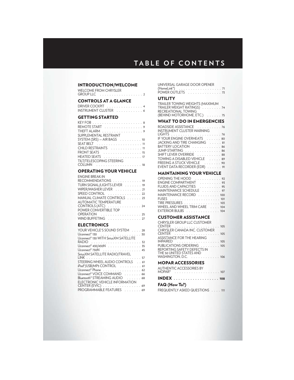 Chrysler 2013 200 Convertible - User Guide User Manual | Page 3 / 116